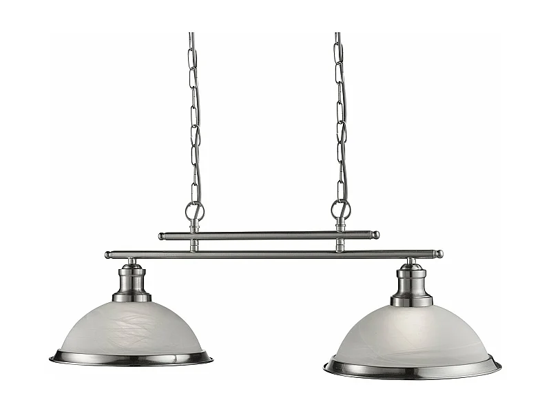 Lampadario Contemporaneo Bistro Acciaio Argento Vetro 2 Luci E27