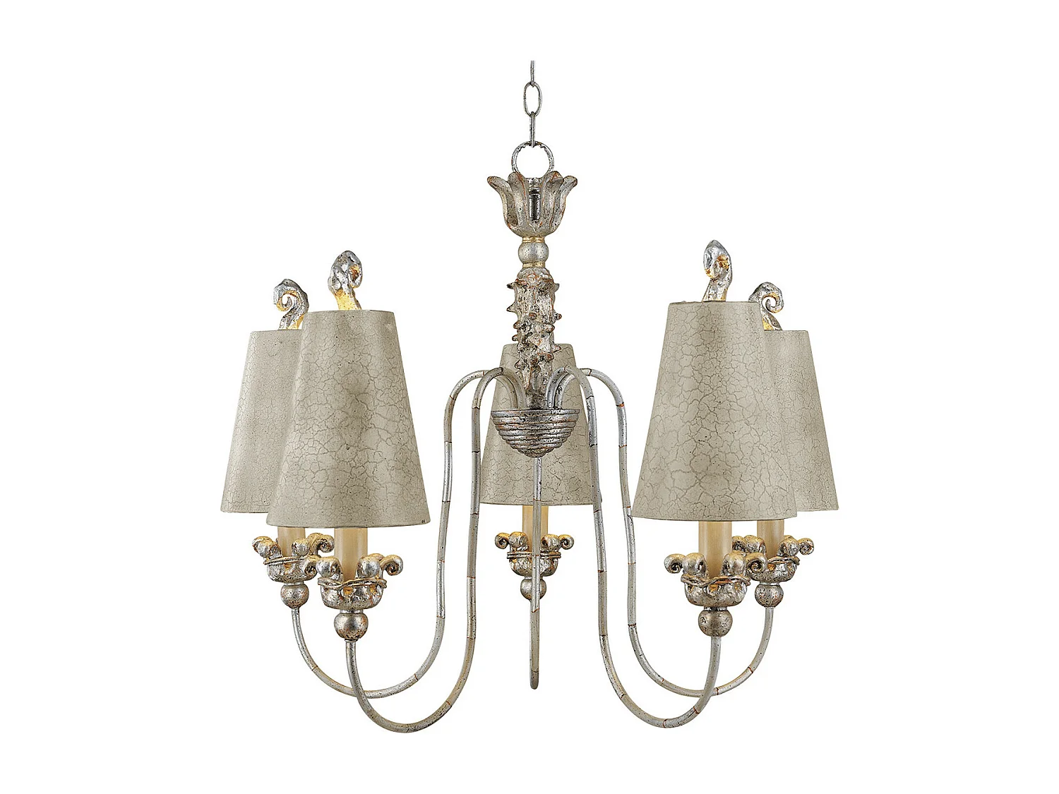 Elstead Remi - Lampadario a 5 luci multibraccio finitura oro e argento, attacco E27