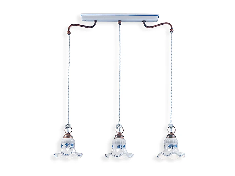 Lampadario Classico Chieti Metallo E Ceramica Nero Sfumato Argento 3 Luci E14