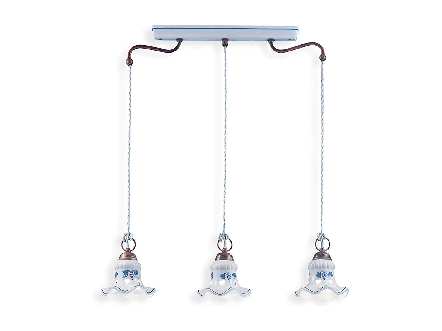 Lampadario Classico Chieti Metallo E Ceramica Nero Sfumato Argento 3 Luci E14