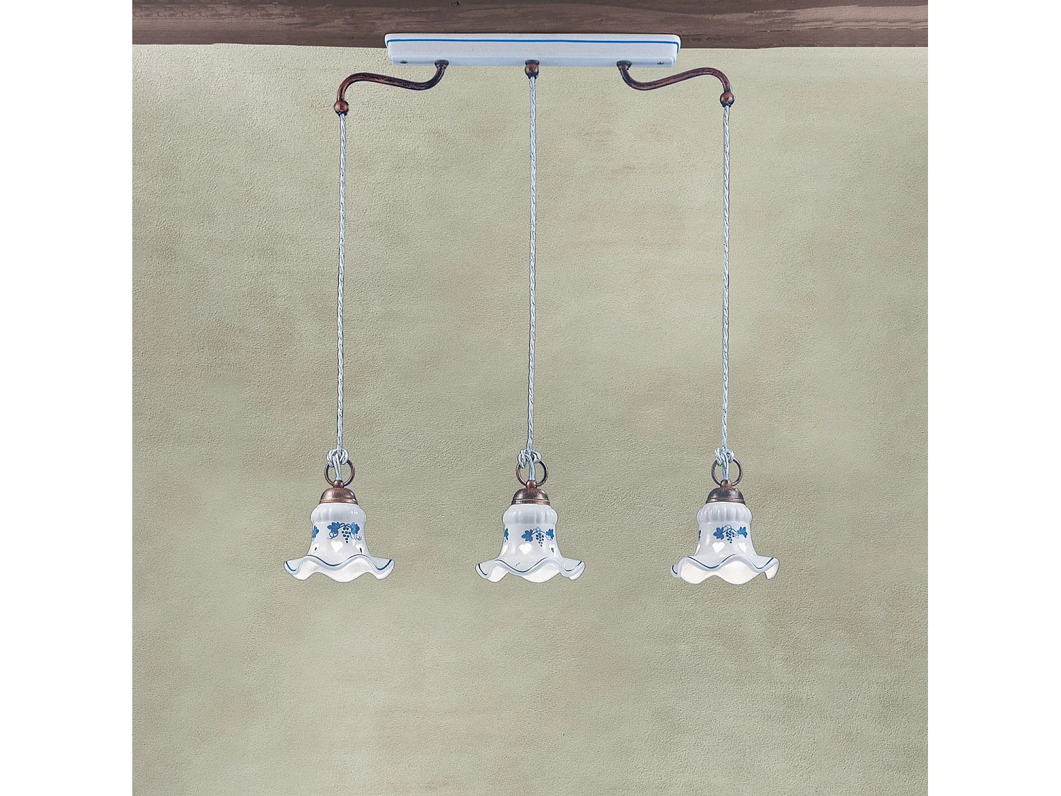 Lampadario Classico Chieti Metallo E Ceramica Nero Sfumato Argento 3 Luci E14