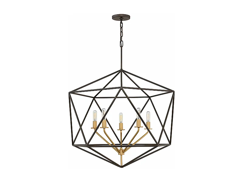 Lampadario Industrial Nordico Astrid Metallo Bronzo Opaco 5 Luci E14