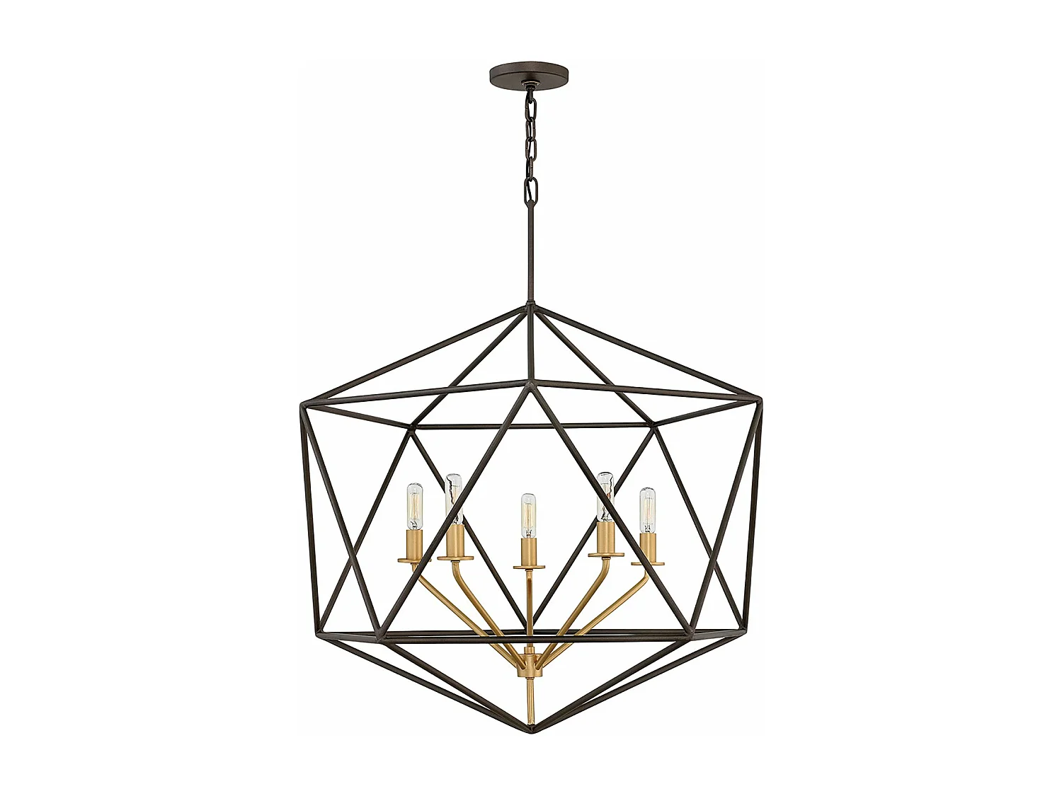 Lampadario Industrial Nordico Astrid Metallo Bronzo Opaco 5 Luci E14