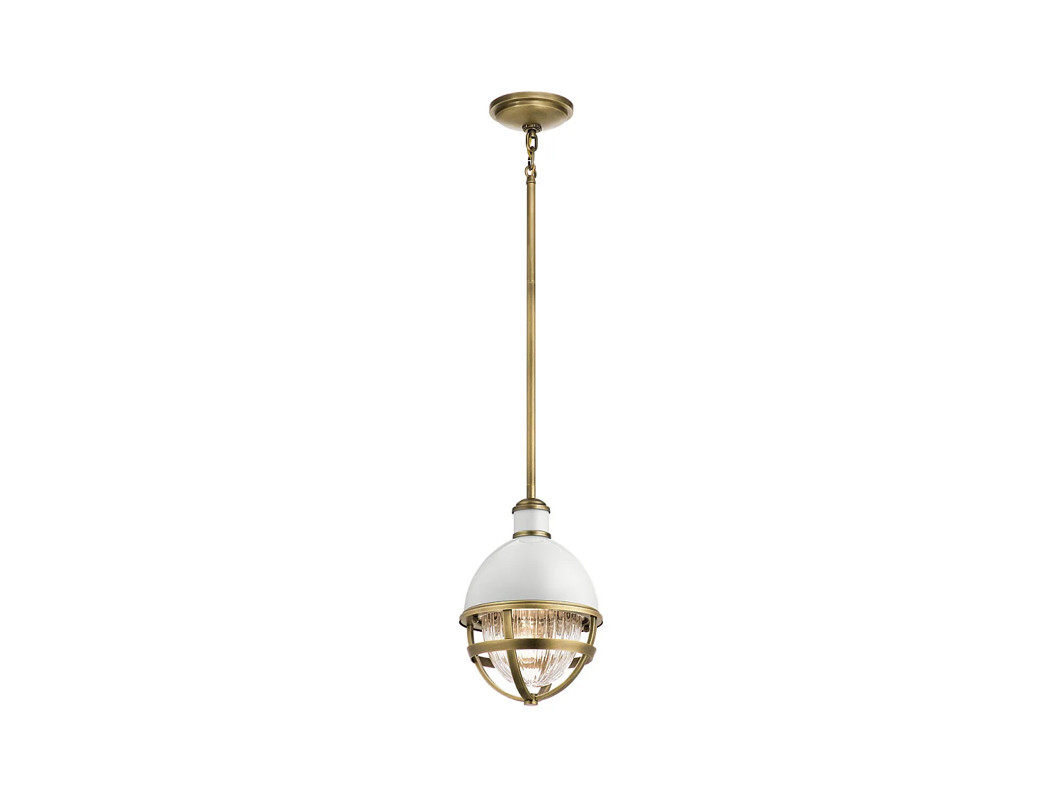Elstead Kichler Tollis Globe Suspension Plafonnier Laiton Naturel & Blanc