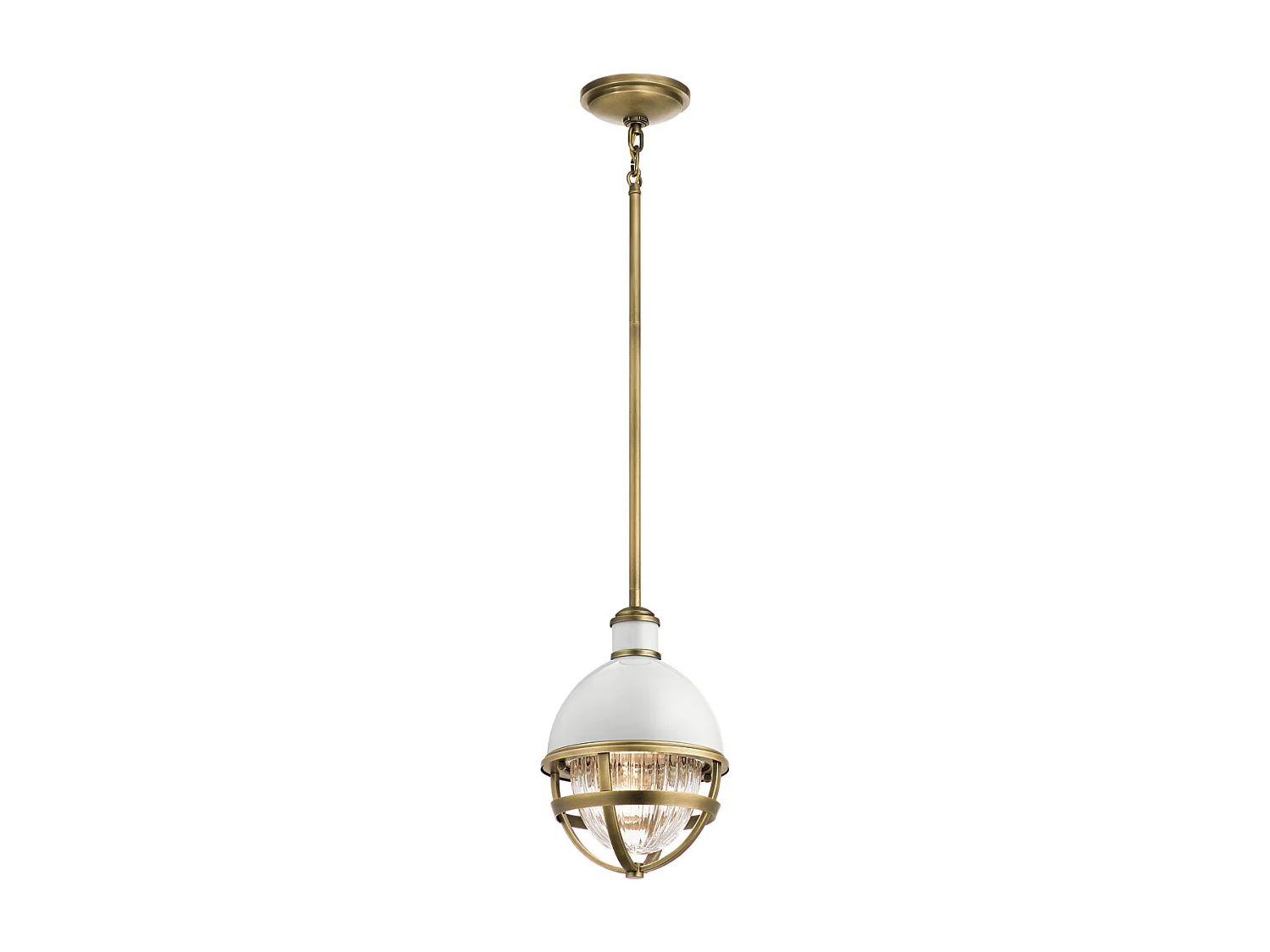 Elstead Kichler Tollis Globe Suspension Plafonnier Laiton Naturel & Blanc