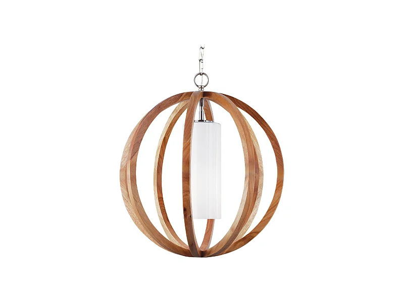 Elstead Allier - 1 leichter kleiner kugelförmiger Käfig Deckenanhänger aus gebürstetem Stahl, helles Holz, E27