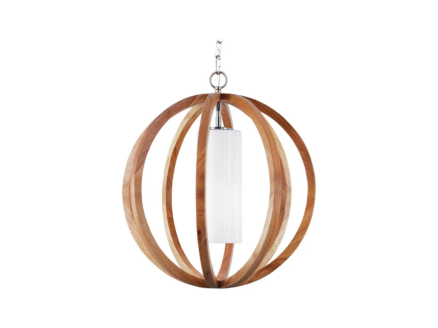 Elstead Allier Petite suspension de plafond sphérique à 1 ampoule en acier brossé, bois clair, E27
