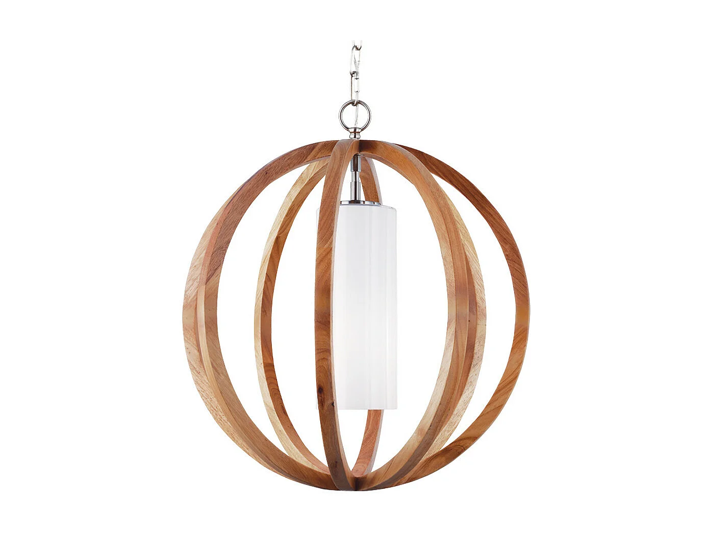 Elstead Allier Petite suspension de plafond sphérique à 1 ampoule en acier brossé, bois clair, E27