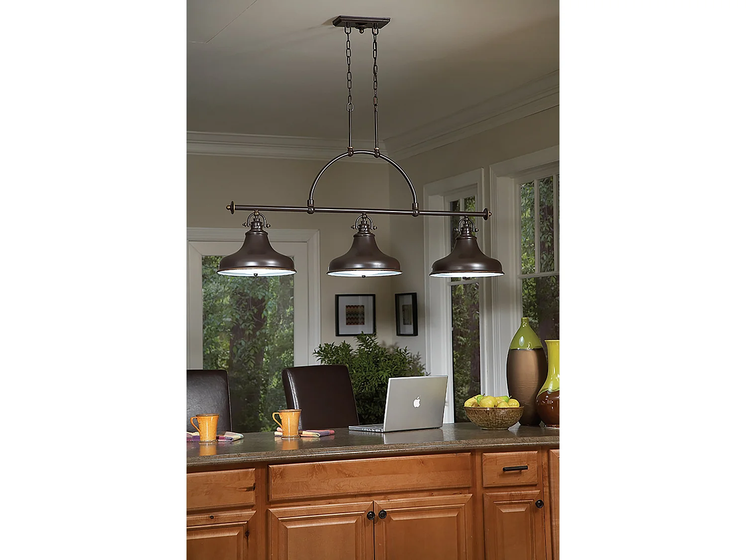Elstead Emery - 3 licht Pendant Bar Kronleuchter licht Palladian Bronze, E27