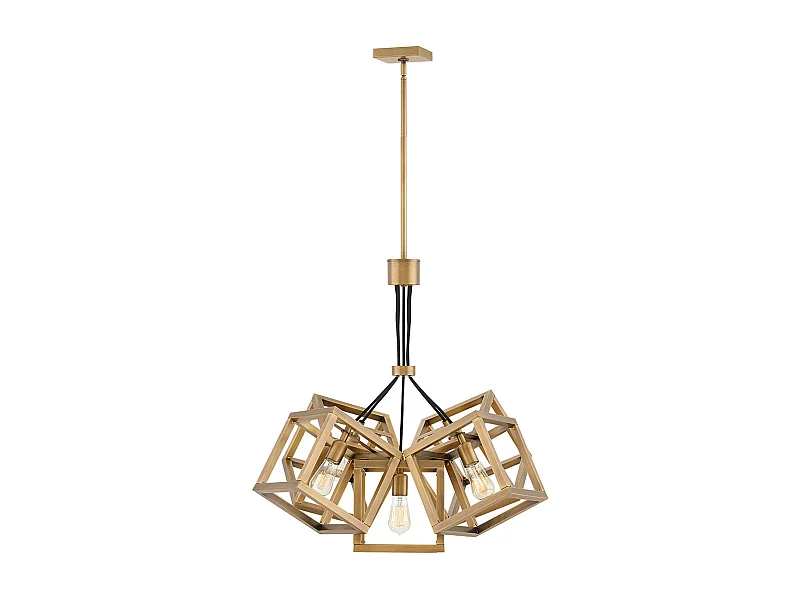 Lampadario Contemporaneo Ensemble Acciaio Bronzo Spazzolato 5 Luci E27