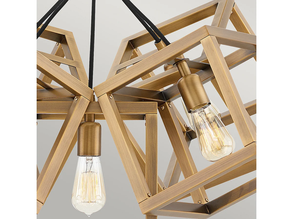 Lampadario Contemporaneo Ensemble Acciaio Bronzo Spazzolato 5 Luci E27