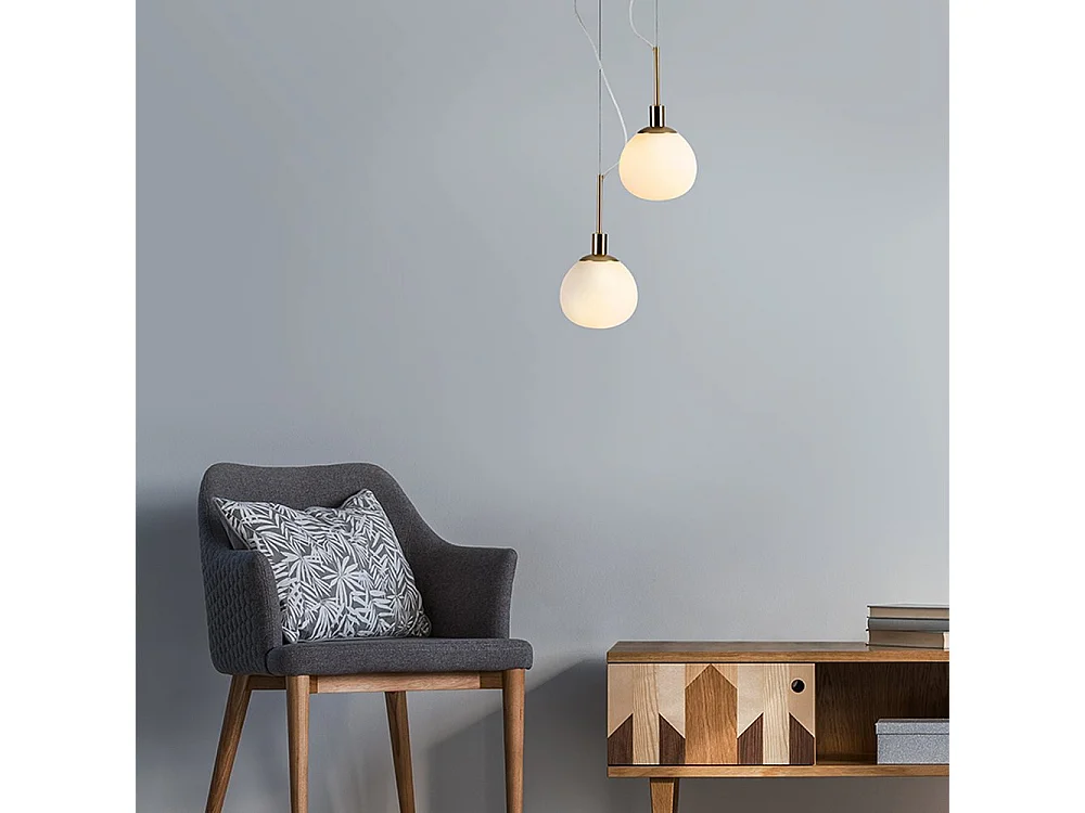Erich Globe Decken-Pendelleuchte Messing, 1-flammig, E14