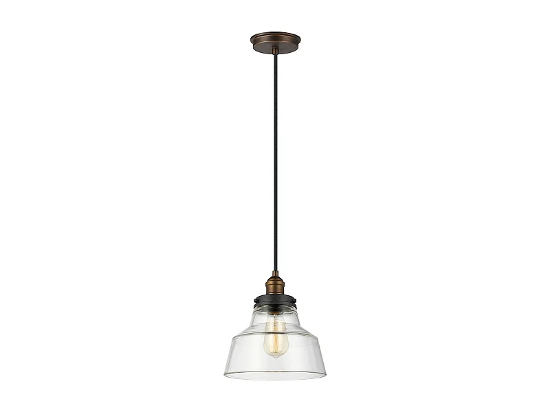 Elstead Baskin - Sospensione a soffitto a 1 luce a cupola in ottone, zinco scuro, E27