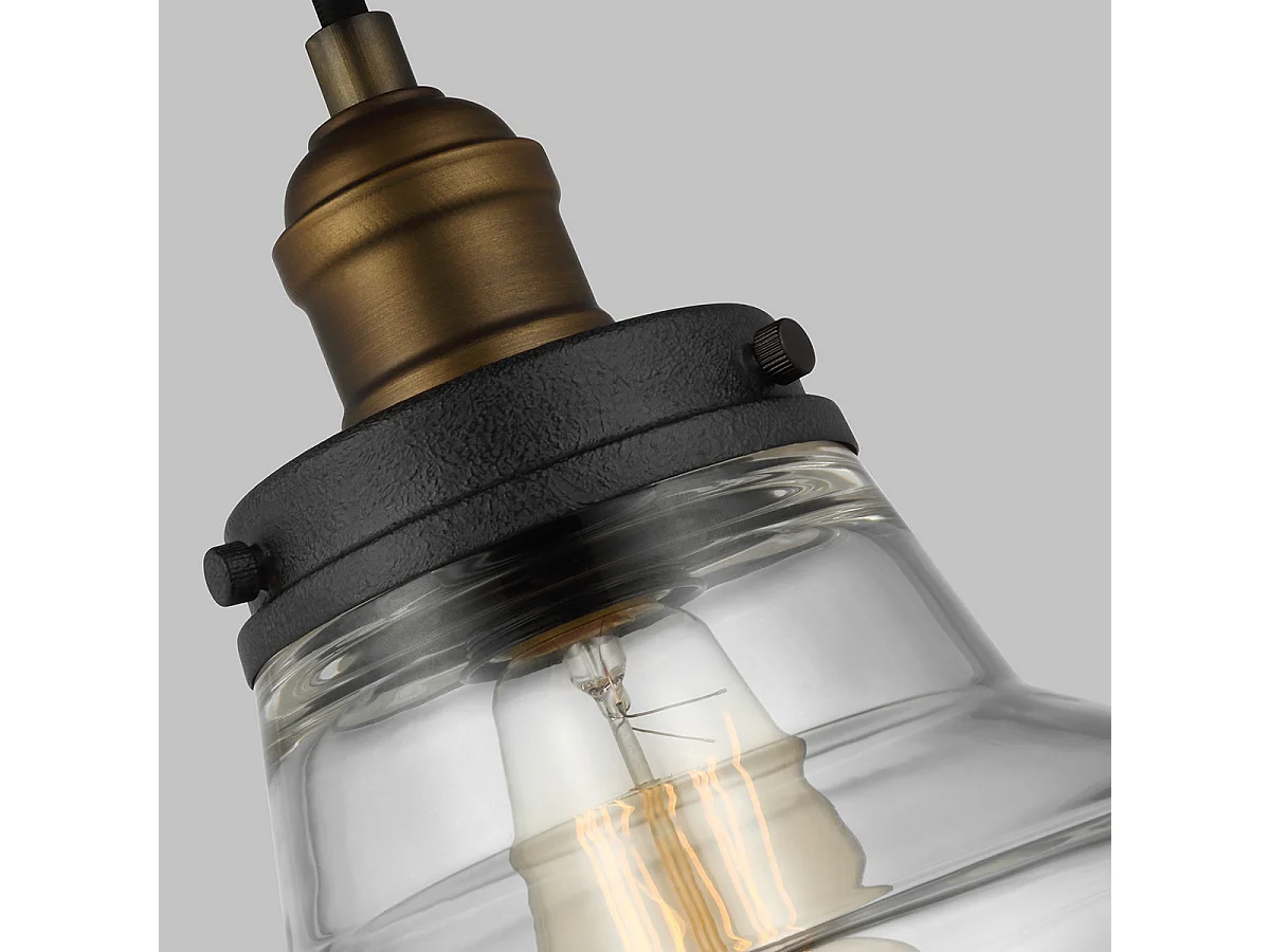 Elstead Baskin Luminaire suspendu à 1 dôme en laiton, zinc foncé, E27