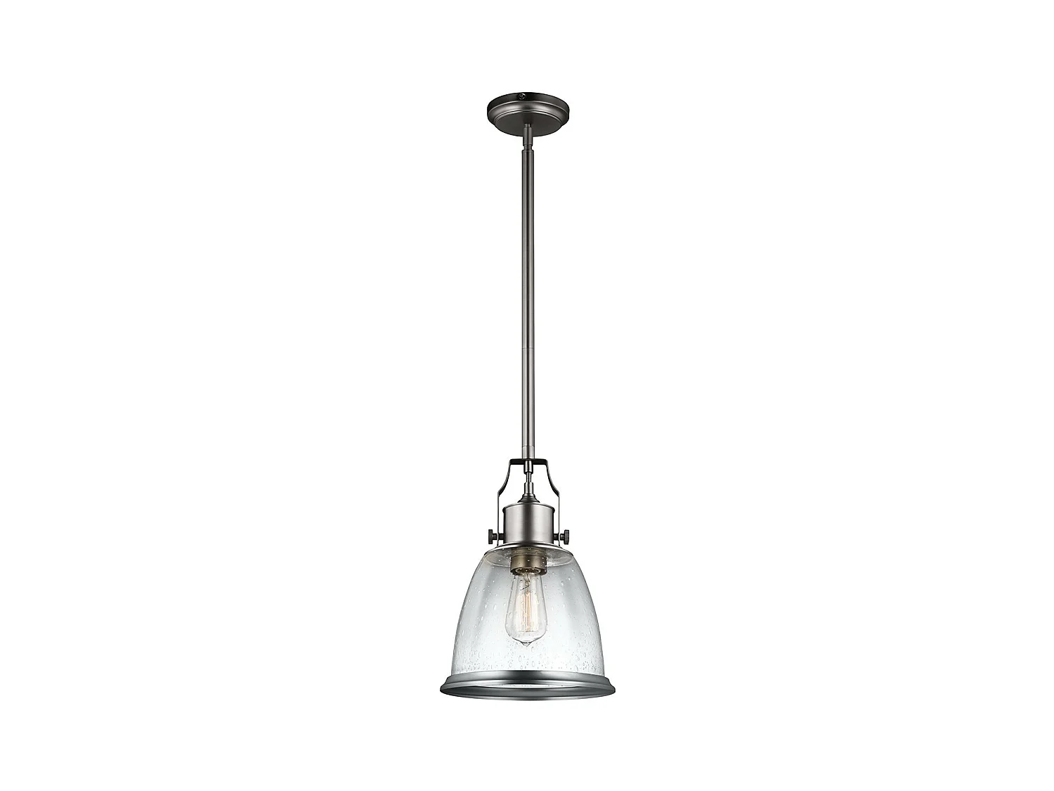 Elstead Hobson Luminaire suspendu à 1 ampoule à dôme moyen, nickel satiné, E27