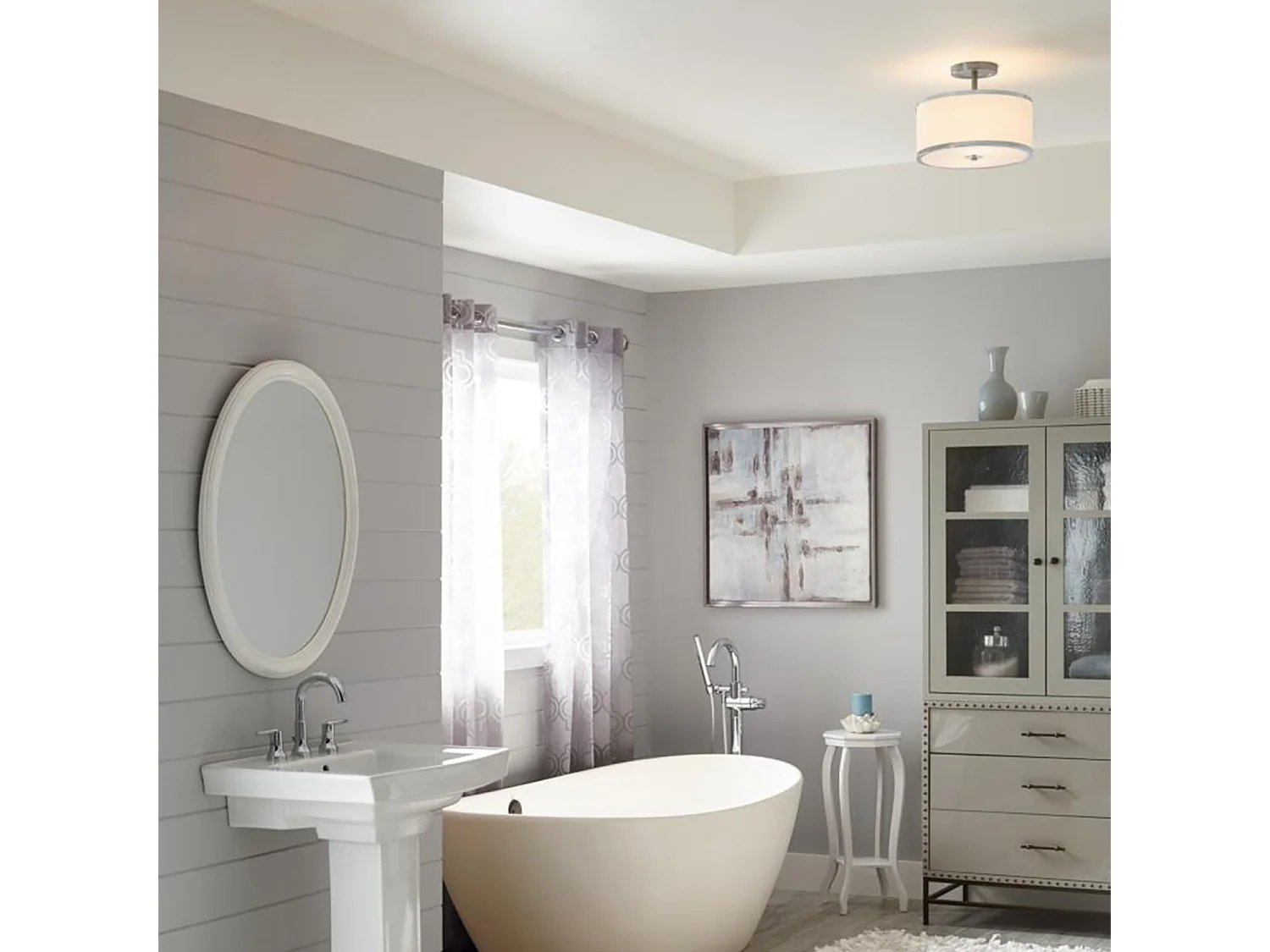 Elstead Prospect Park - Plafoniera a 2 luci semi filo Cromo, Nichel satinato, attacco E27