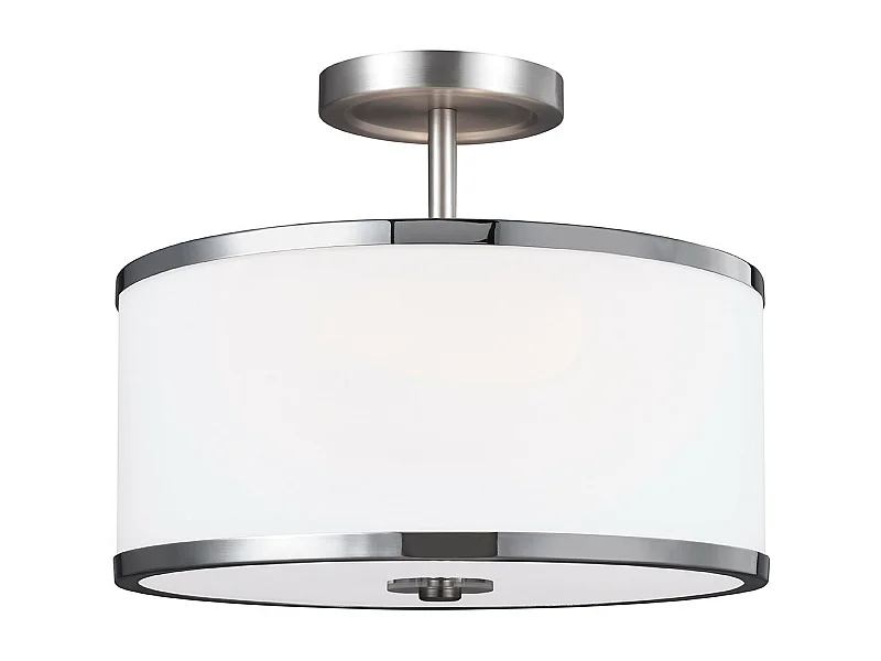 Elstead Prospect Park - Plafoniera a 2 luci semi filo Cromo, Nichel satinato, attacco E27