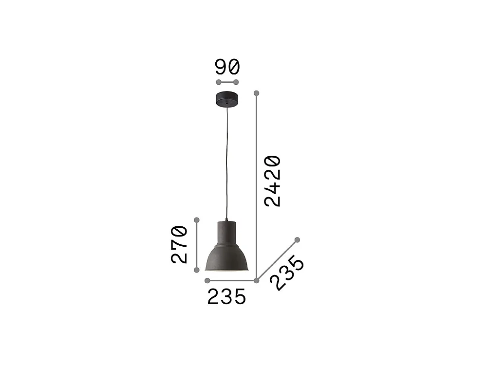 Ideal Lux Breeze Suspension à 1 ampoule en forme de dôme noir, E27