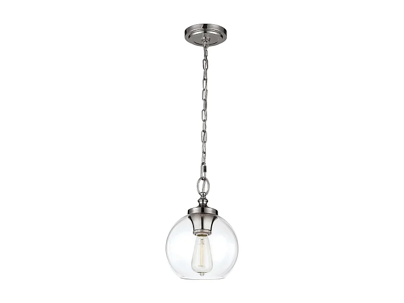 Elstead Tabby - 1 licht Dome Decke Mini Anhänger poliertes Nickel, E27