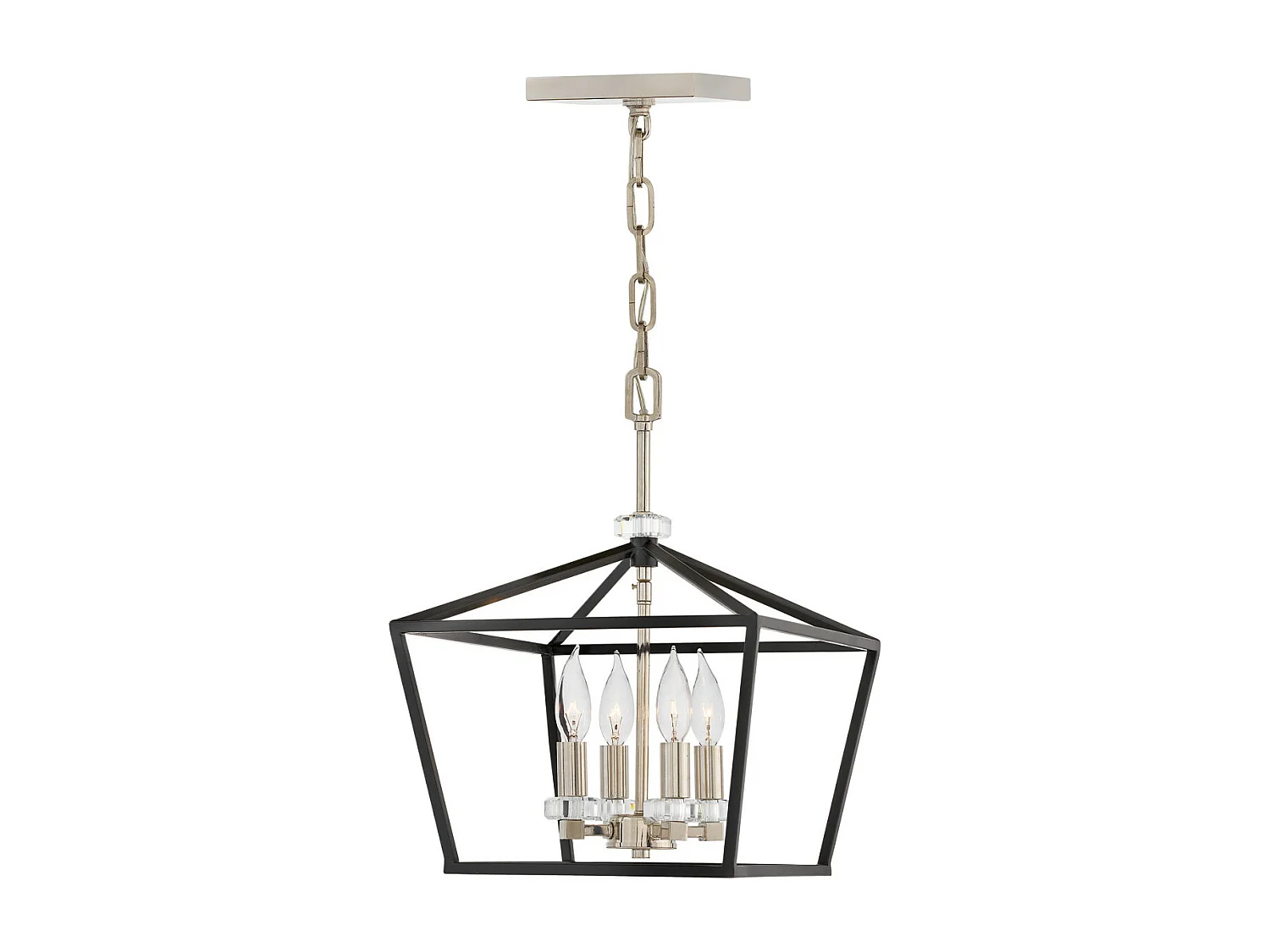Elstead Hinkley Stinson Laternen Pendelleuchte Schwarz mit poliertem Nickel
