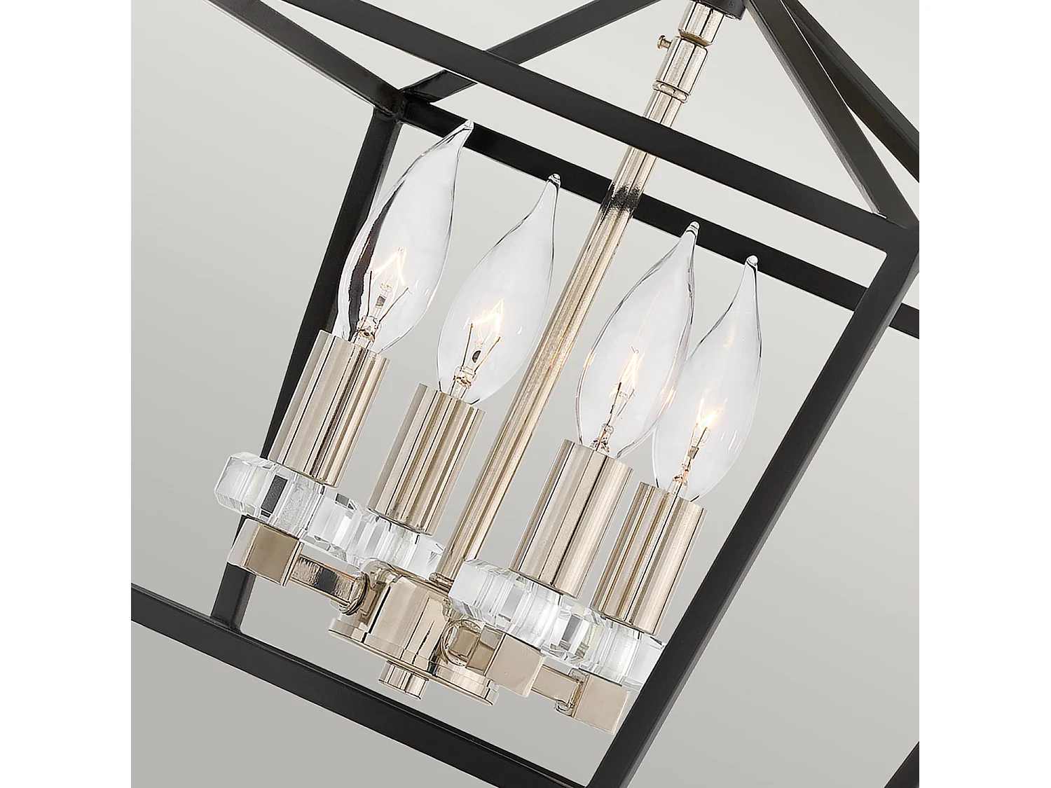 Elstead Hinkley Stinson Laternen Pendelleuchte Schwarz mit poliertem Nickel