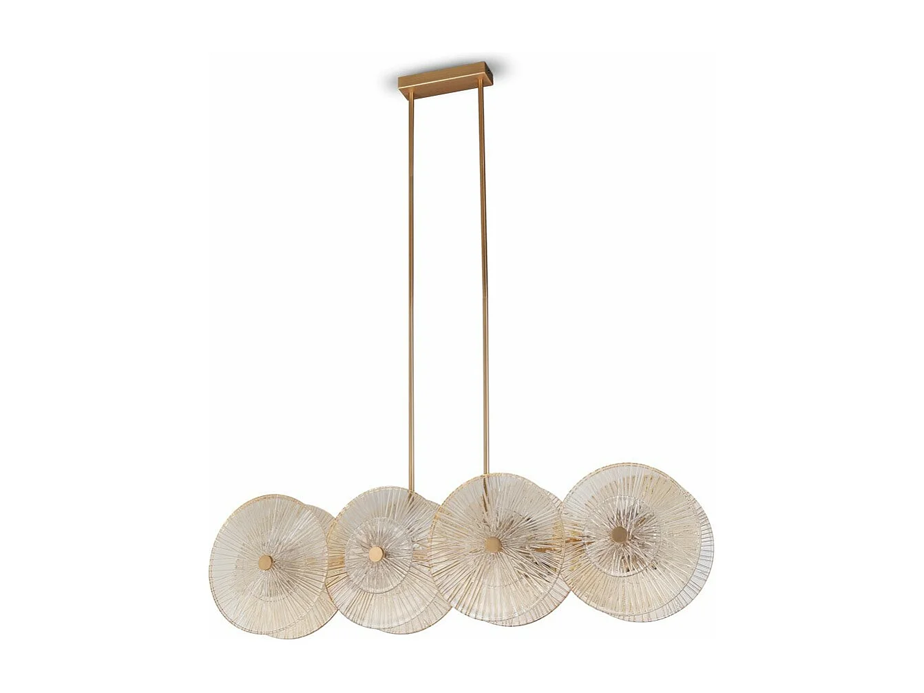 Lampadario Contemporaneo Aster Lineare Metallo Oro 8 Luci Con Diffusore In Vetro