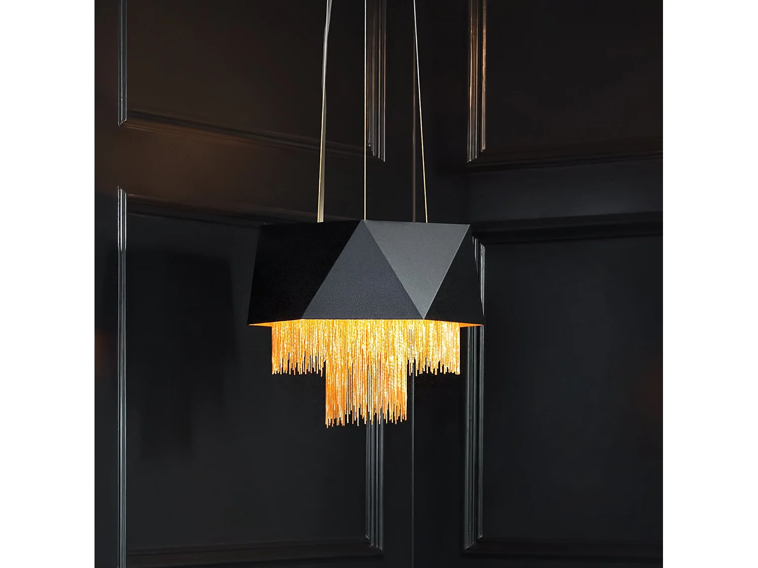Elstead Zuma 6 licht Anhänger, Satinschwarz, Gold, E27