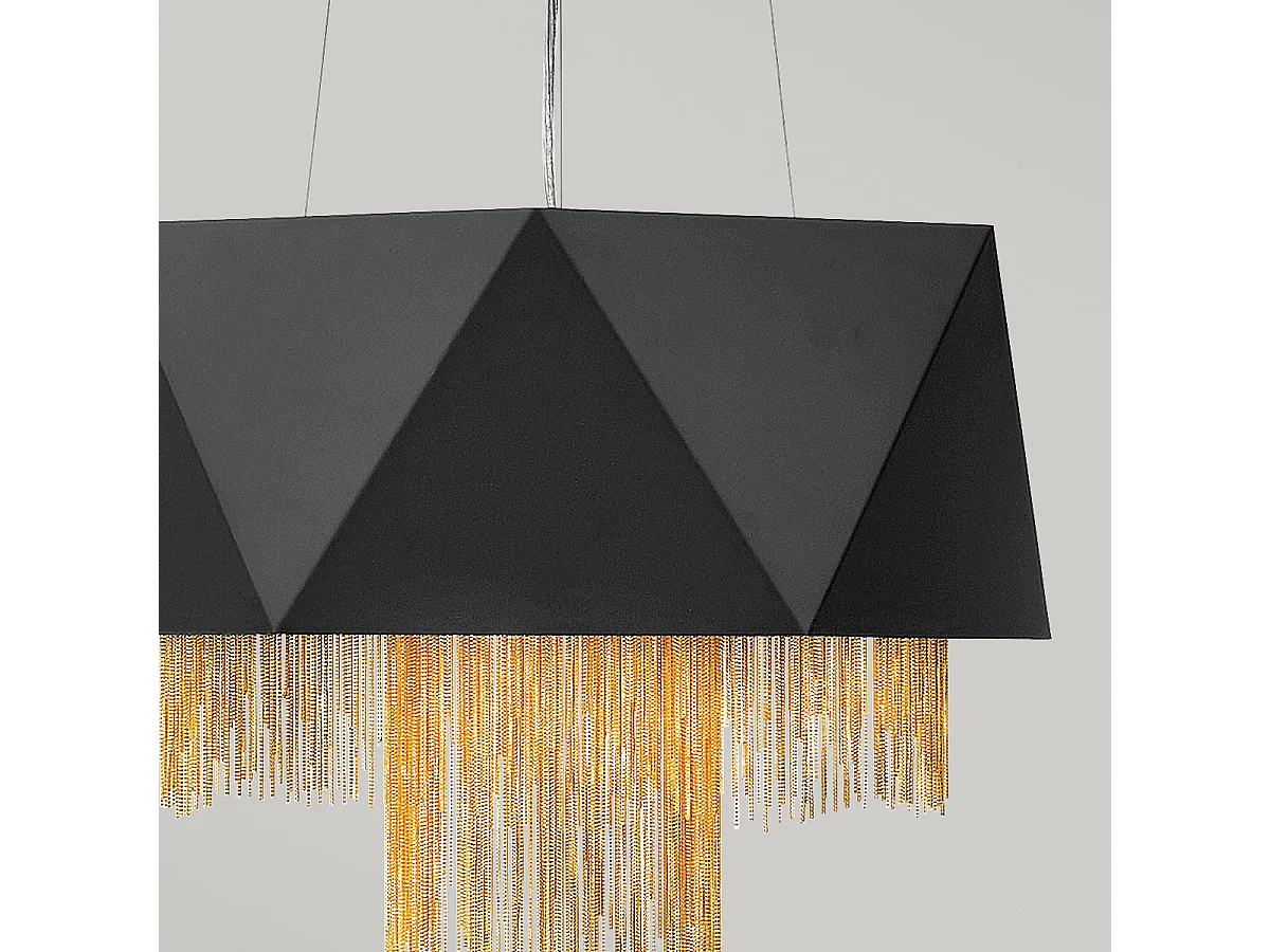 Lampadario Elstead Zuma a 6 luci, nero satinato, oro, attacco E27