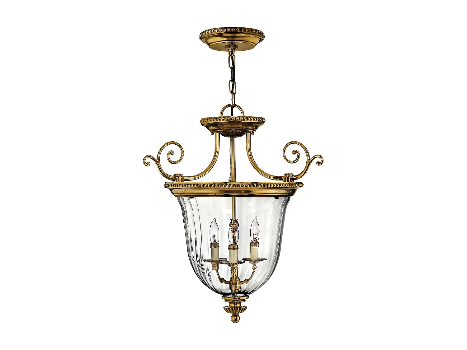 Elstead Cambridge - 3 Licht kleiner Deckenanhänger aus poliertem Messing, E14