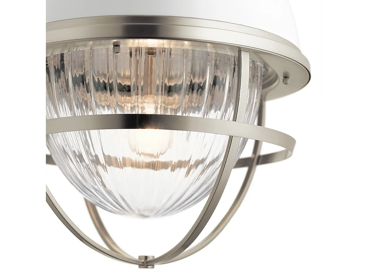 Elstead Kichler Tollis Globe Pendelleuchte Nickel gebürstet & Weiß