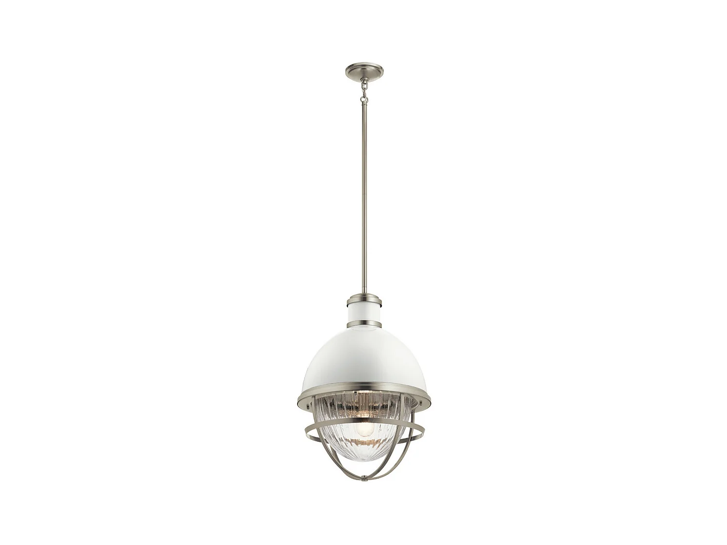 Elstead Kichler Tollis Globe Suspension Plafonnier Nickel Brossé & Blanc