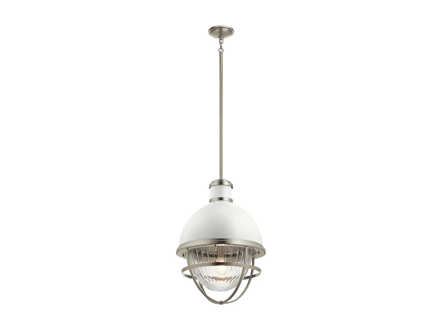 Elstead Kichler Tollis Globe Suspension Plafonnier Nickel Brossé & Blanc