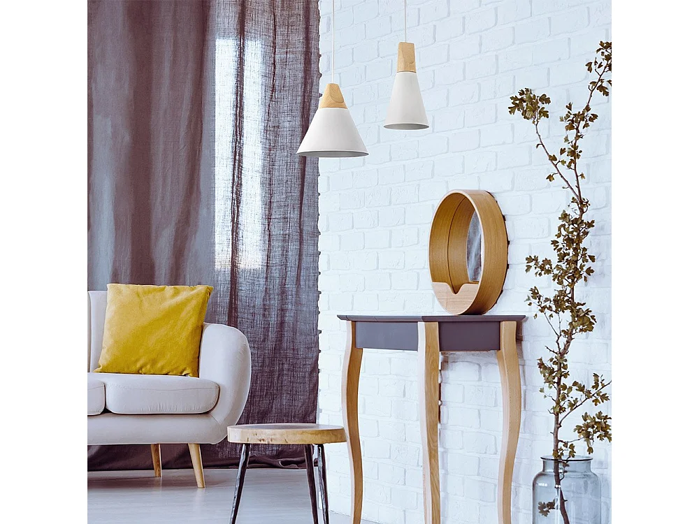 Bicones Lámpara Colgante Techo Dome Blanco, 1 Luz, E27