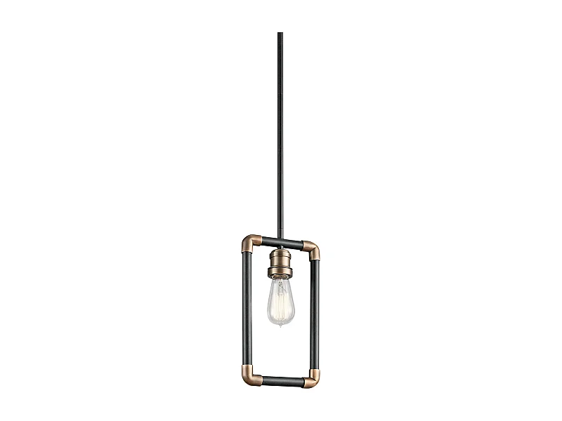 Elstead Imahn - Lampadario a sospensione mini 1 luce nero, ottone naturale, E27