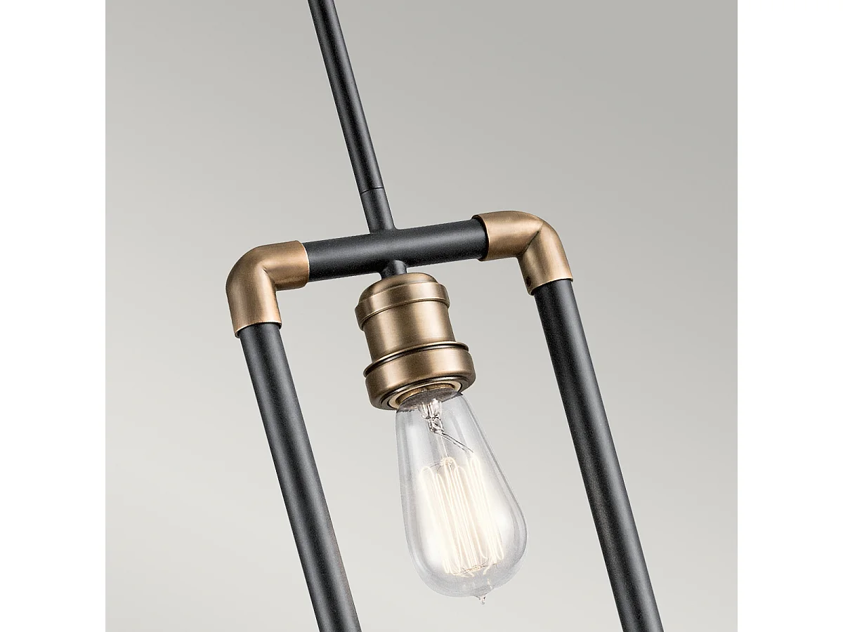 Elstead Imahn - 1 Licht Mini Deckenpendelleuchte Schwarz, Naturmessing, E27