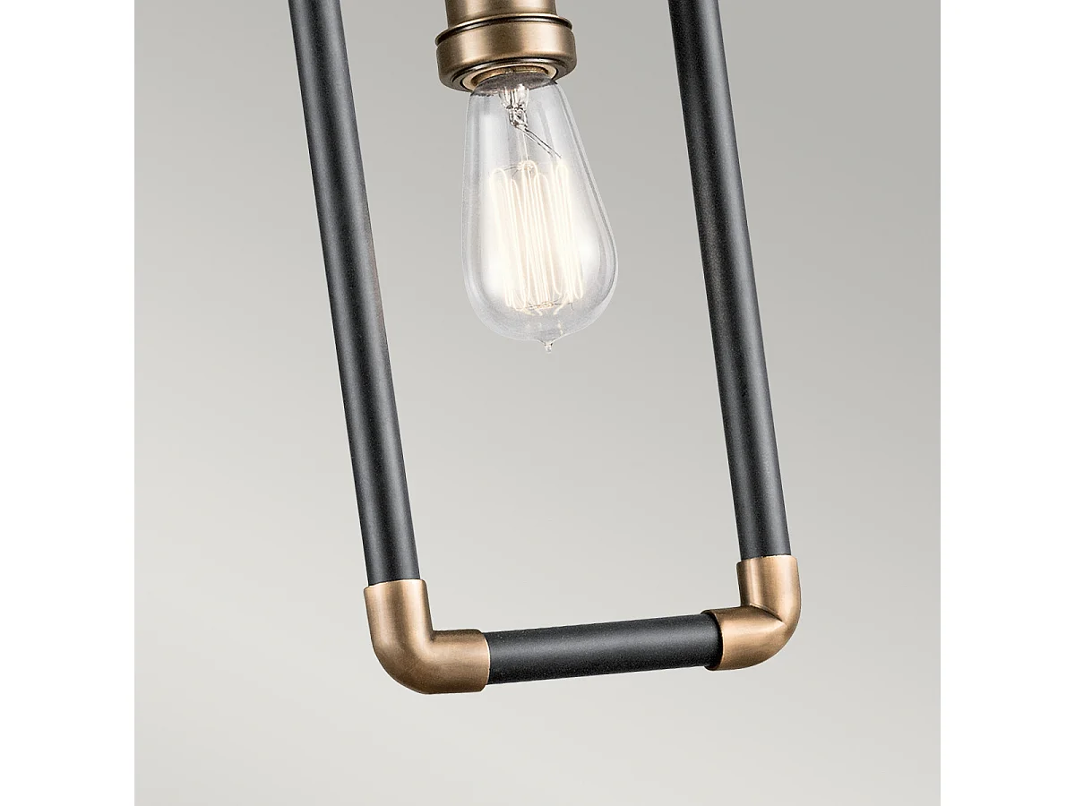 Elstead Imahn 1 Ljus Mini Takhängande Ljus Svart, Naturmässing, E27