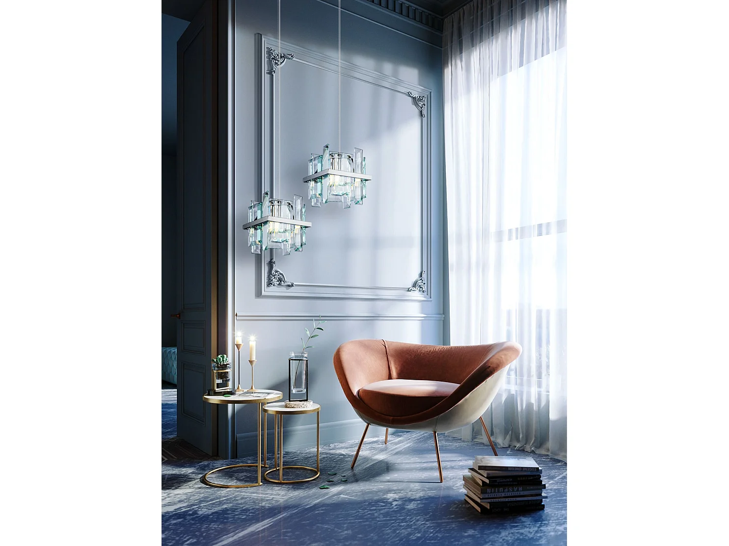 Maytoni Cerezo Moderna lámpara de techo suspendida Cerezo de cromo y cristal