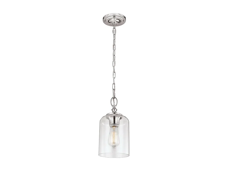 Elstead Hounslow - Mini sospensione a soffitto a 1 luce nichel lucido, E27