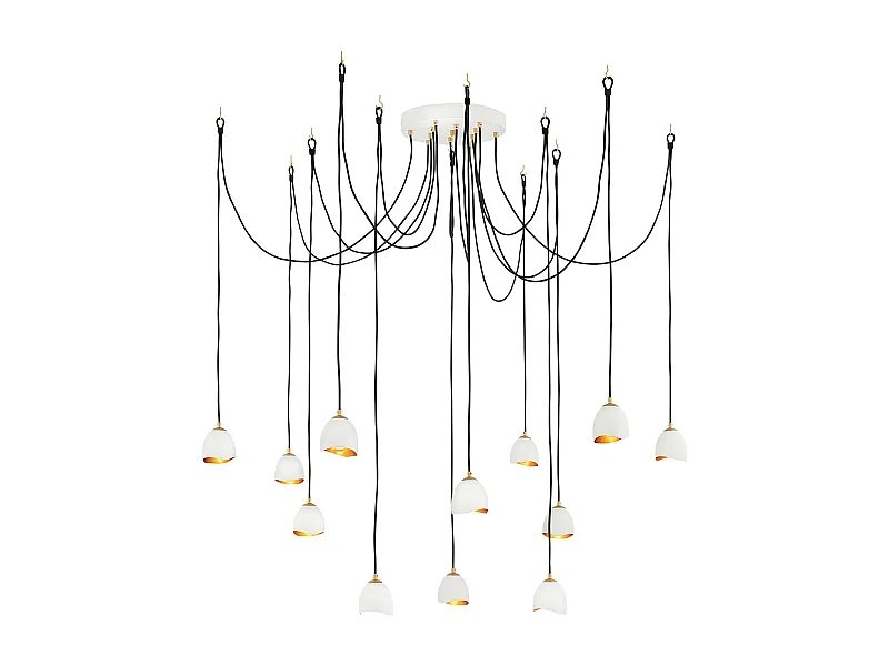 Lampadario Industrial Nordico Nula Acciaio 12 Luci E14