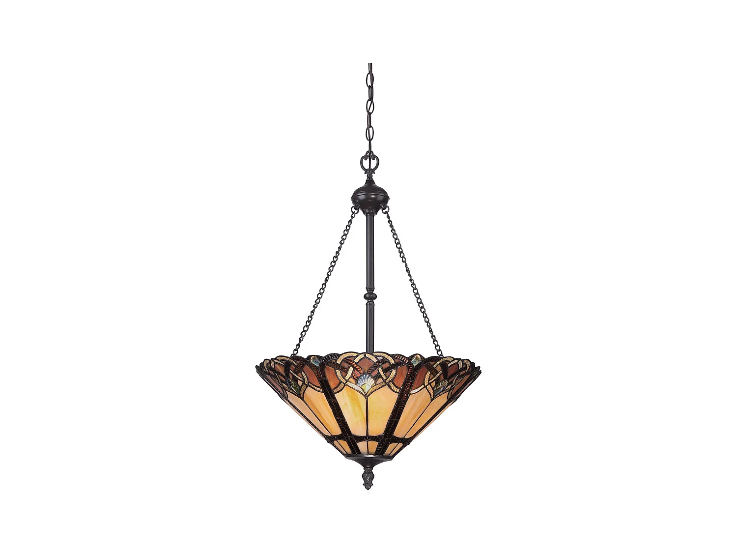 Elstead Cambridge Luminaire suspendu Tiffany à 3 ampoules au fini bronze, E27