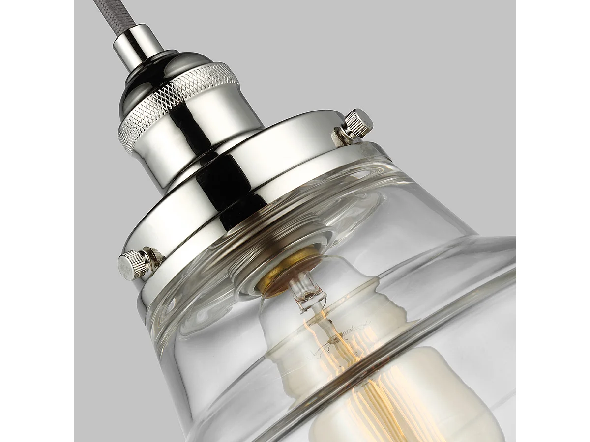 Elstead Baskin - 1 licht Dome Deckenanhänger aus poliertem Nickel, E27