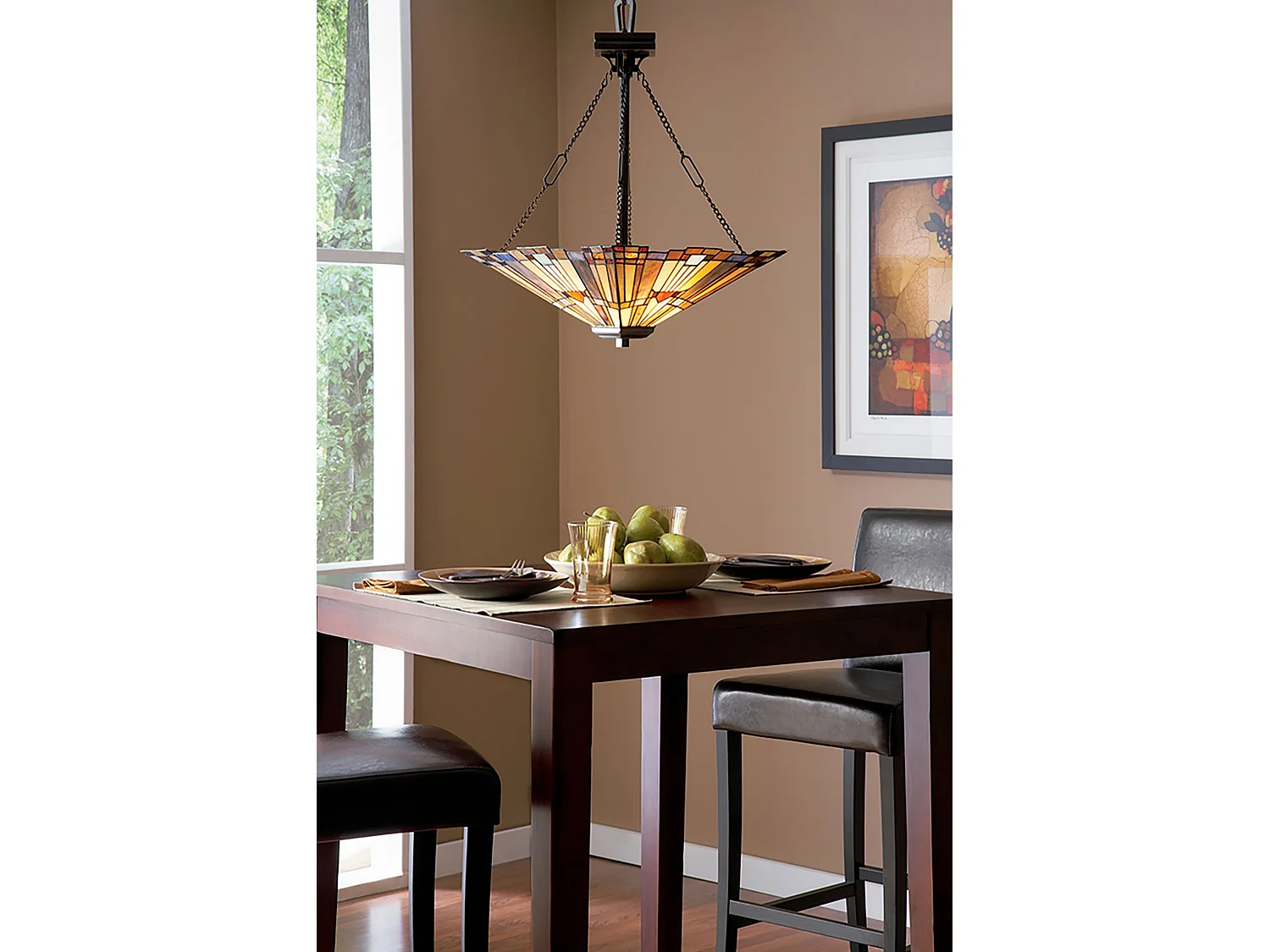 Elstead Inglenook - 3 Licht Decke Anhänger Bronze, Tiffany, E27