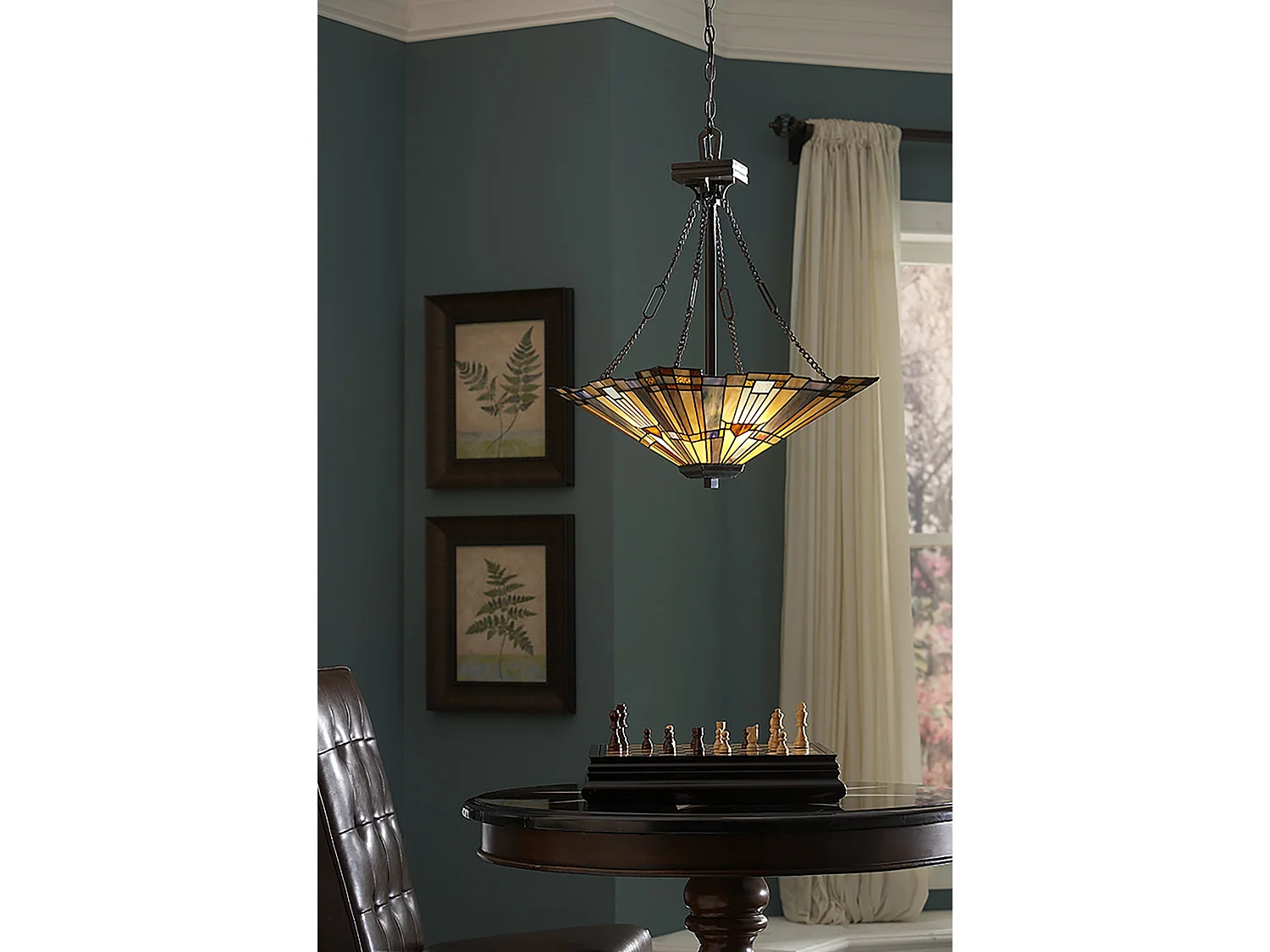 Elstead Inglenook - 3 Licht Decke Anhänger Bronze, Tiffany, E27