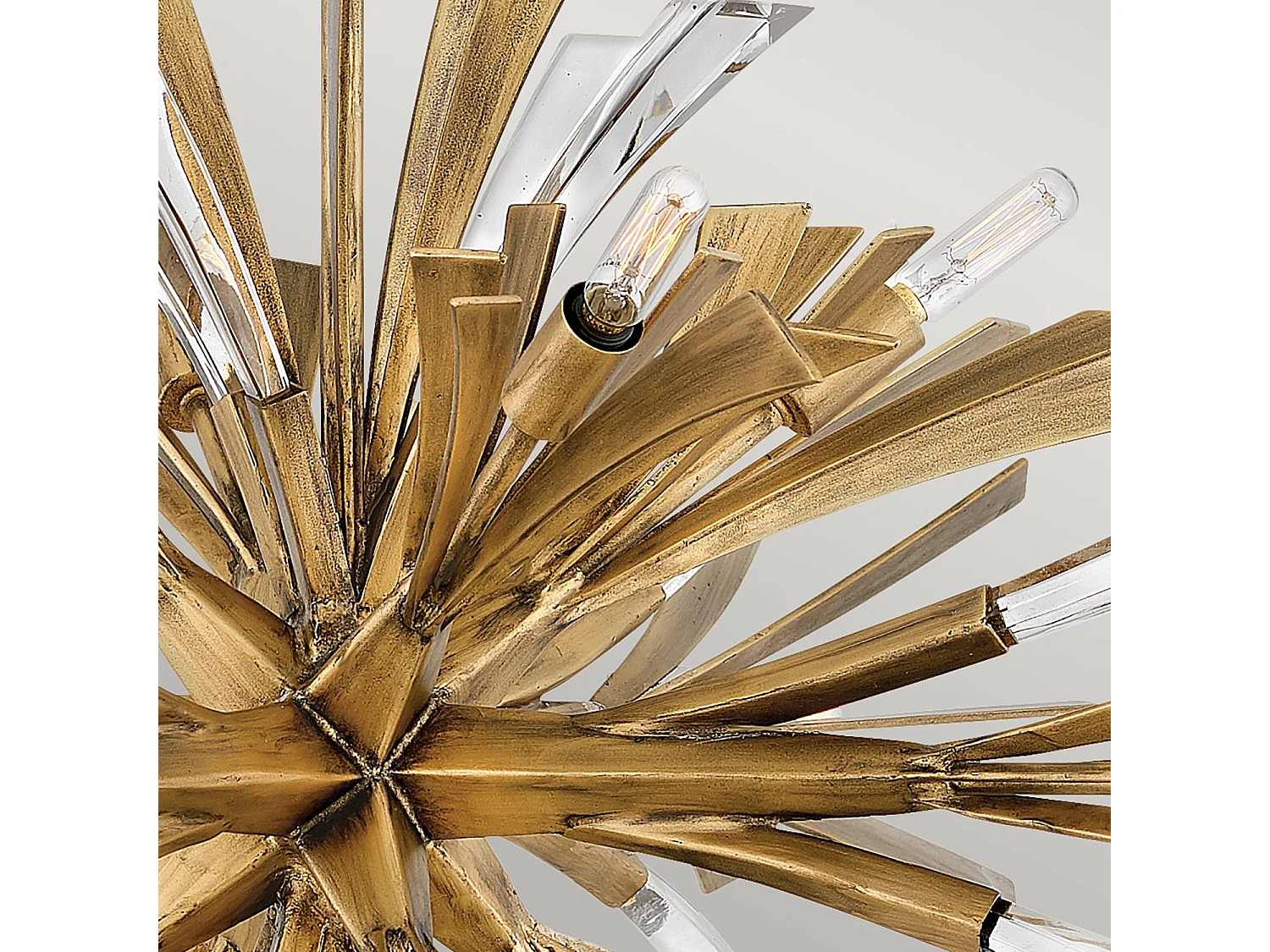 Lampadario Industrial Nordico Vida Acciaio Oro Brunito 13 Luci E14