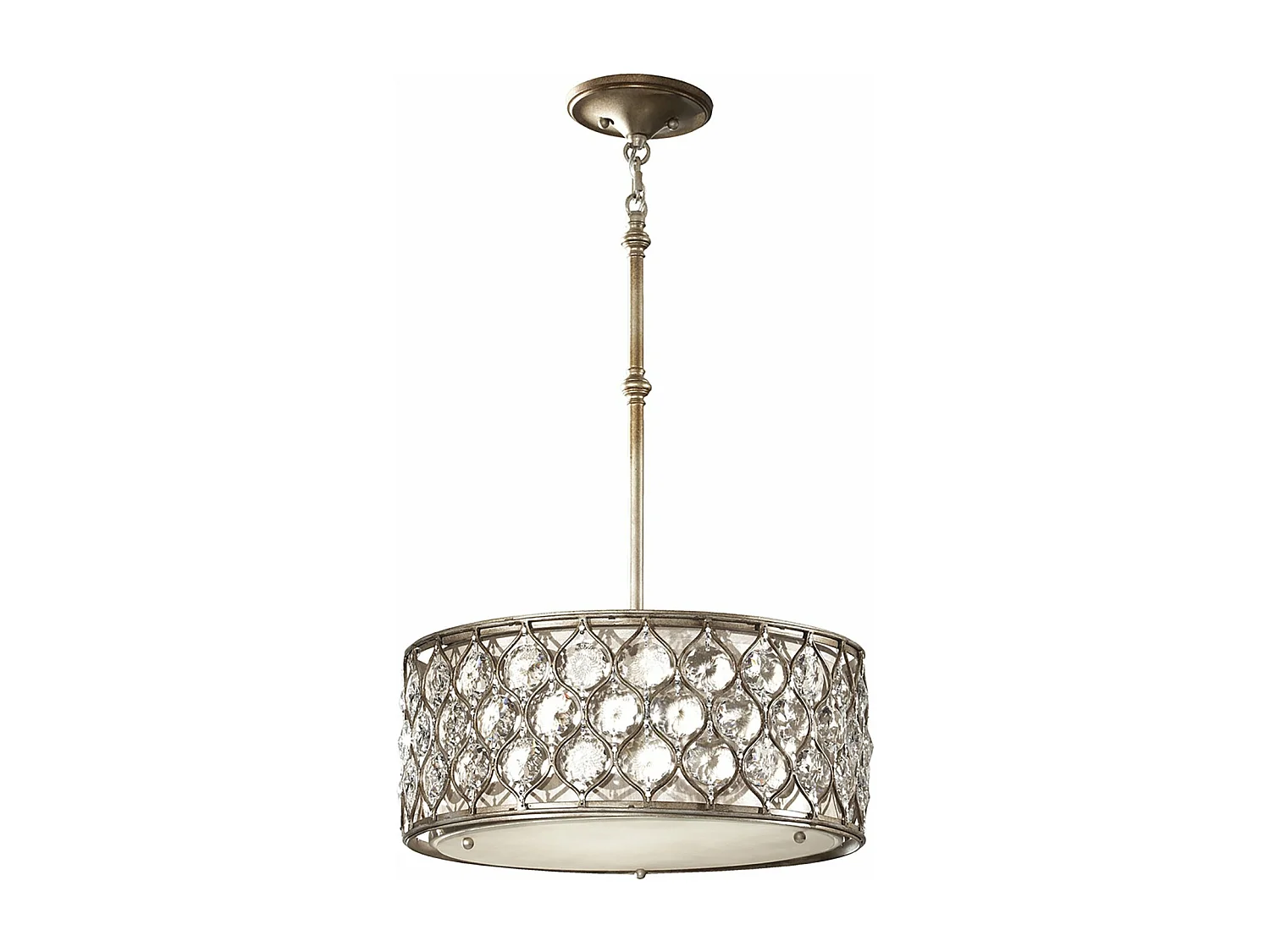 Lampadario Contemporaneo Lucia In Acciaio Argento Brunito Cristallo 3 Luci E27