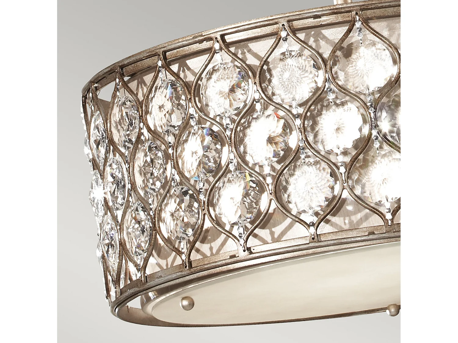 Lampadario Contemporaneo Lucia In Acciaio Argento Brunito Cristallo 3 Luci E27