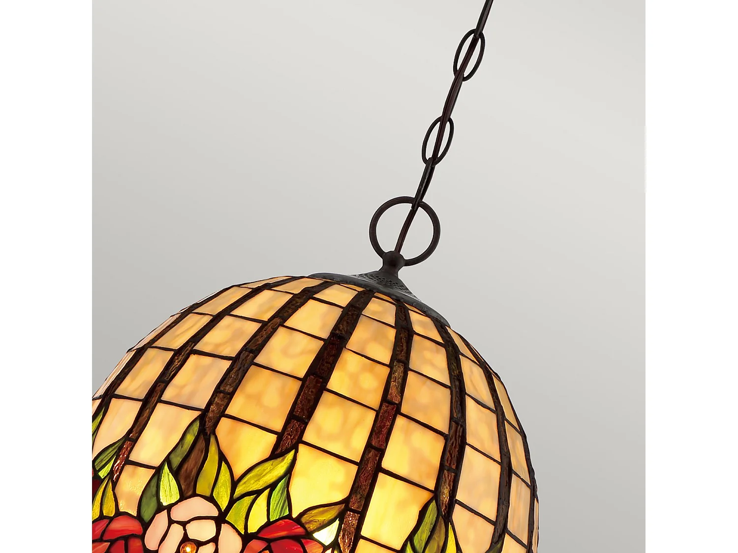 Elstead Rosecliffe 3 ljus takhänge Imperial brons, Tiffany stil glas, E27