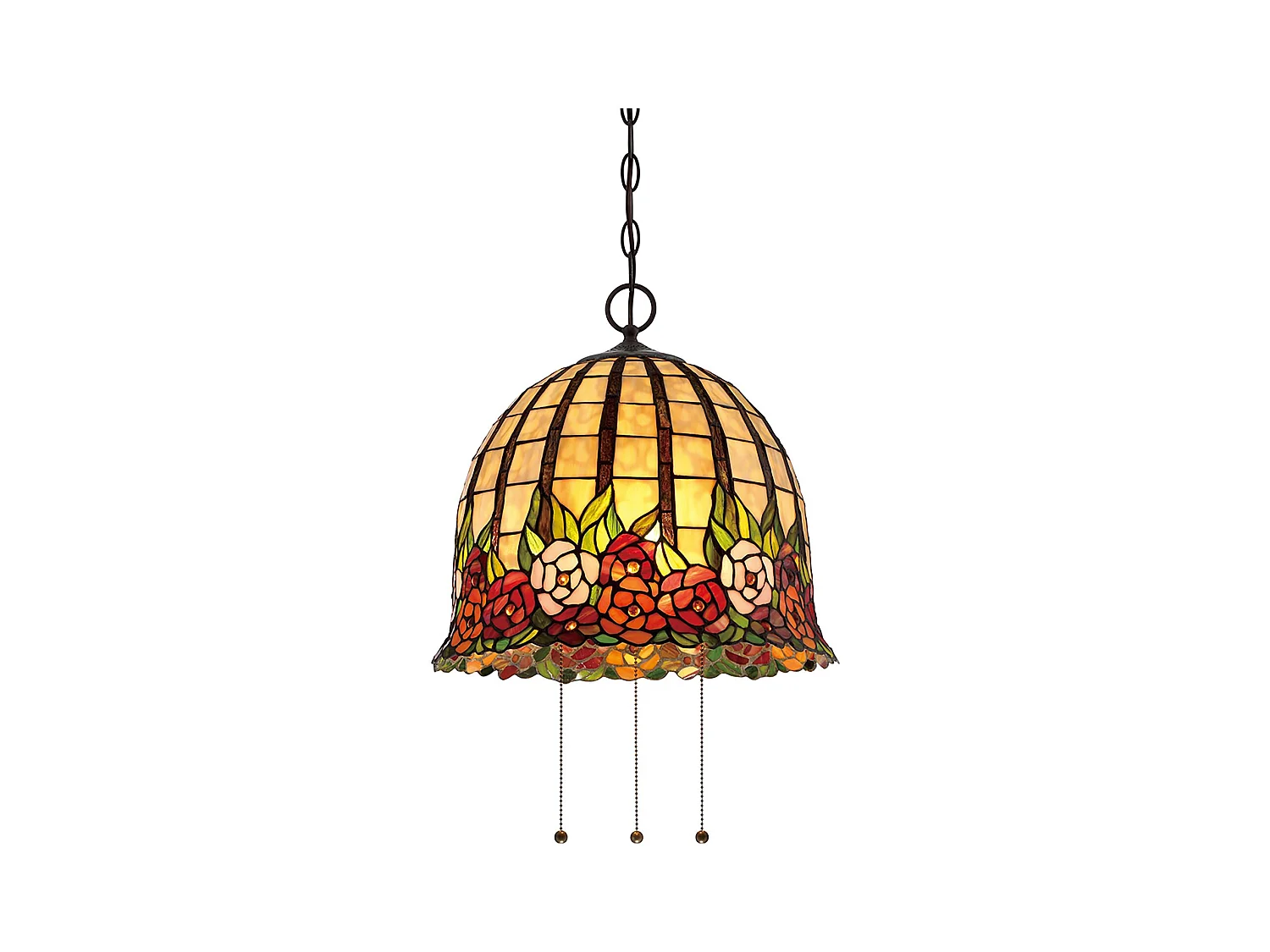 Elstead Rosecliffe - 3 Licht Deckenanhänger Imperial Bronze, Glas im Tiffany-Stil, E27