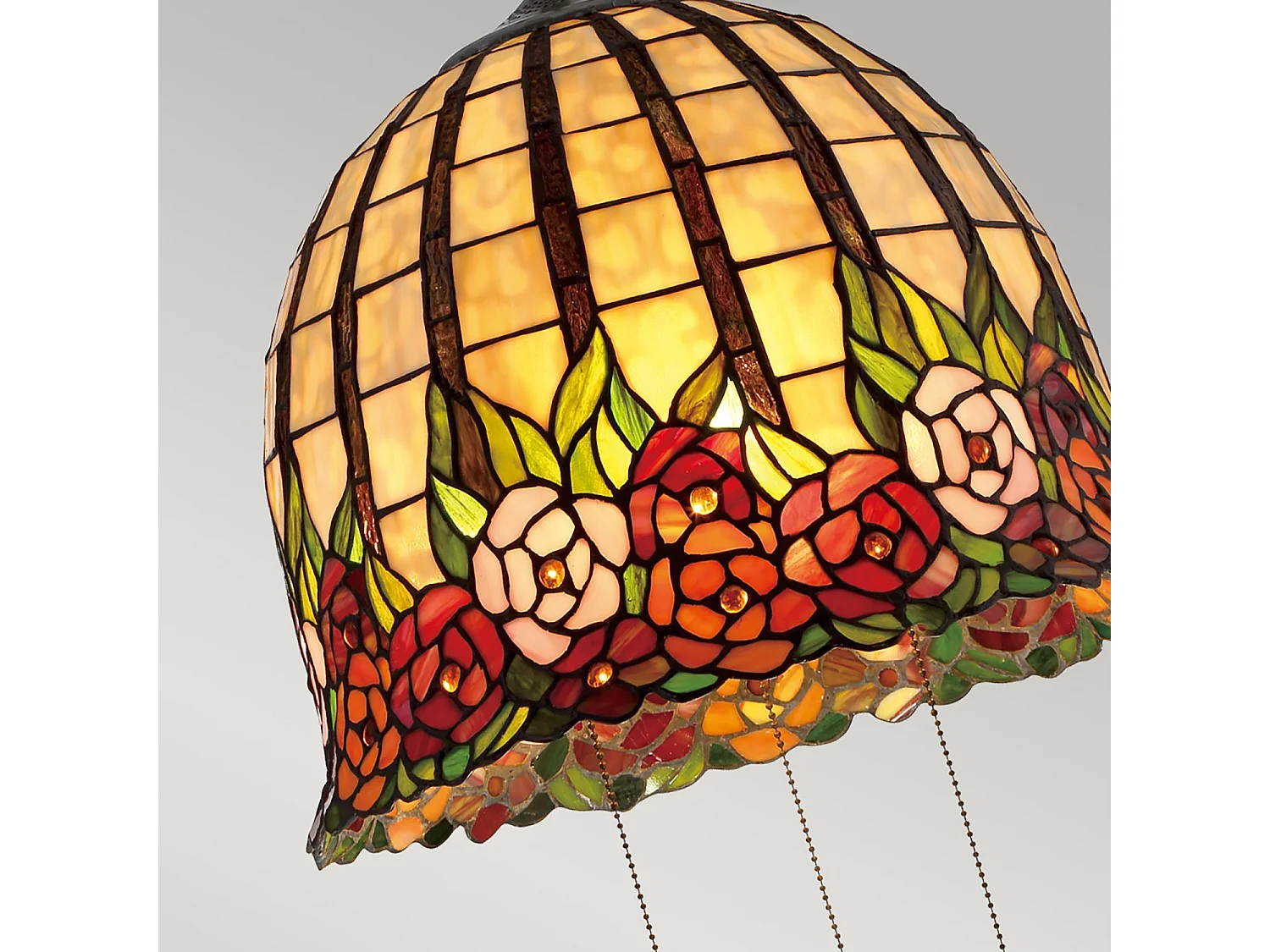 Elstead Rosecliffe - 3 Licht Deckenanhänger Imperial Bronze, Glas im Tiffany-Stil, E27