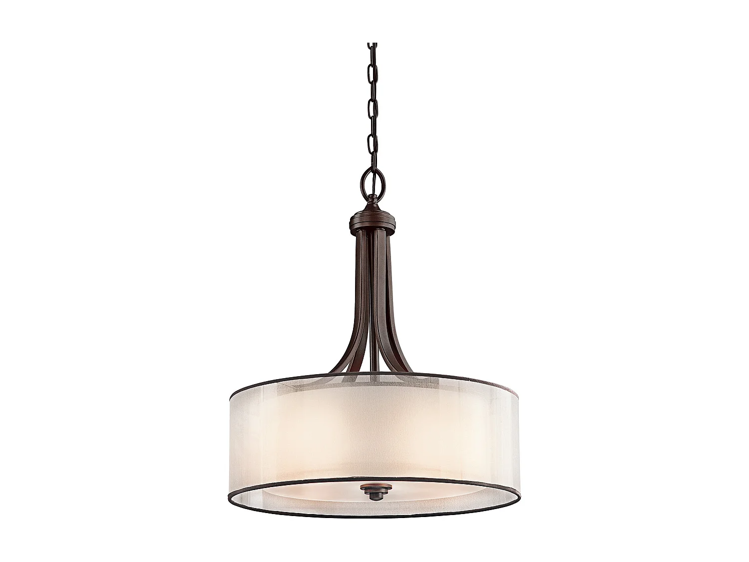 Elstead Lacey - Pendente rotondo grande a 4 luci da soffitto Mission Bronze, E27